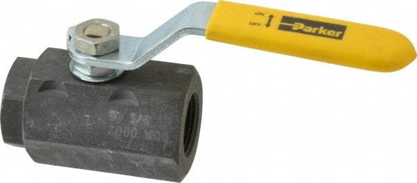 Parker - 3/4" Pipe, Carbon Steel Standard Ball Valve - 2 Piece, Inline - One Way Flow, FNPT x FNPT Ends, Lever Handle, 2,000 WOG, 150 WSP - Benchmark Tooling