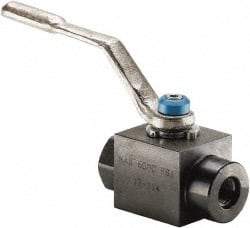Parker - 3/8" Pipe, Carbon Steel Standard Ball Valve - 2 Piece, Inline - One Way Flow, SAE x SAE Ends, Lever Handle, 6,000 WOG, 150 WSP - Benchmark Tooling