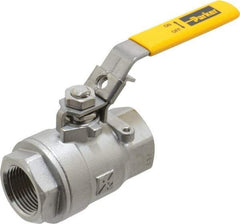 Parker - 1" Pipe, Full Port, Stainless Steel Standard Ball Valve - 2 Piece, Inline - One Way Flow, FNPT x FNPT Ends, Padlock Handle, 2,000 WOG, 150 WSP - Benchmark Tooling