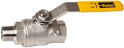 Parker - 3/4" Pipe, Full Port, Stainless Steel Standard Ball Valve - 2 Piece, Inline - One Way Flow, MNPT x FNPT Ends, Lever Handle, 2,000 WOG, 150 WSP - Benchmark Tooling