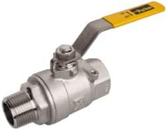 Parker - 1" Pipe, Full Port, Stainless Steel Standard Ball Valve - 2 Piece, Inline - One Way Flow, MNPT x FNPT Ends, Lever Handle, 2,000 WOG, 150 WSP - Benchmark Tooling
