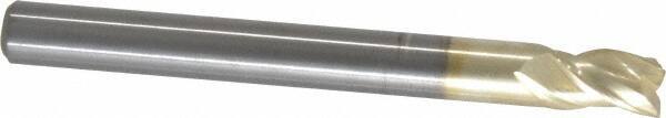 Accupro - 1/4", 3/8" LOC, 1/4" Shank Diam, 2-1/2" OAL, 3 Flute, Solid Carbide Square End Mill - Single End, ZrN Finish, Spiral Flute, Variable° Helix, Centercutting, Right Hand Cut, Right Hand Flute - Benchmark Tooling