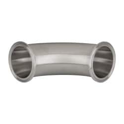 VNE - 2-1/2", Clamp Style, Sanitary Stainless Steel Pipe 90° Elbow - Tube OD Connection, Grade 316/316L - Benchmark Tooling