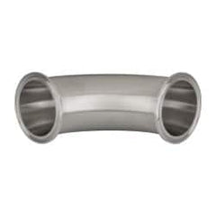 VNE - 2-1/2", Clamp Style, Sanitary Stainless Steel Pipe 90° Elbow - Tube OD Connection, Grade 316/316L - Benchmark Tooling