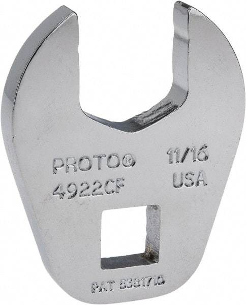 Proto - 11/16" 3/8" Drive Chrome Open End Crowfoot Wrench - 1.54" Head Diam x 1/4" Head Thickness - Benchmark Tooling