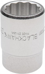 Blackhawk by Proto - 3/4" Drive, Standard Hand Socket - 12 Points, 2-13/64" OAL, Alloy Steel, Black Finish - Benchmark Tooling