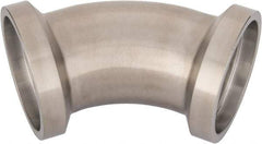 VNE - 2", E-Line Style, Sanitary Stainless Steel Pipe 45° Elbow - Female x Female Connection, Grade 304 - Benchmark Tooling