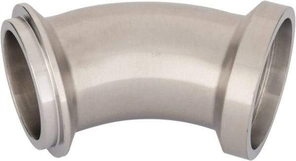 VNE - 2", E-Line Style, Sanitary Stainless Steel Pipe 45° Elbow - Male x Female Connection, Grade 304 - Benchmark Tooling