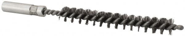 Value Collection - 5/16" Diam Helical Steel Tube Brush - 0.006" Filament Diam, 2-3/8" Brush Length, 4" OAL, 3/16-24 Female Shank - Benchmark Tooling