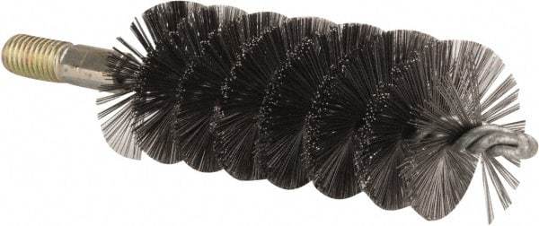 Value Collection - 1-3/4" Diam Helical Steel Tube Brush - 0.012" Filament Diam, 4-1/4" Brush Length, 7-1/2" OAL, 1/2-12 Male Shank - Benchmark Tooling