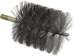 Value Collection - 4" Diam Helical Steel Tube Brush - 0.016" Filament Diam, 4-1/4" Brush Length, 7-1/2" OAL, 1/2-12 Male Shank - Benchmark Tooling