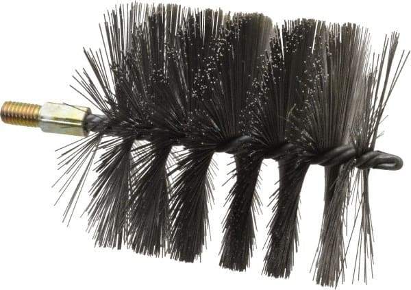 Value Collection - 5" Diam Helical Steel Tube Brush - 0.016" Filament Diam, 4-1/4" Brush Length, 7-1/2" OAL, 1/2-12 Male Shank - Benchmark Tooling