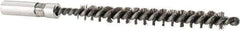 Value Collection - 1/4" Diam Helical Stainless Steel Tube Brush - 0.006" Filament Diam, 2-3/8" Brush Length, 4" OAL, 3/16-24 Female Shank - Benchmark Tooling