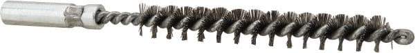 Value Collection - 5/16" Diam Helical Stainless Steel Tube Brush - 0.006" Filament Diam, 2-3/8" Brush Length, 4" OAL, 3/16-24 Female Shank - Benchmark Tooling