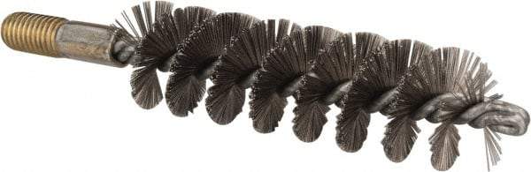 Value Collection - 1-1/4" Diam Helical Stainless Steel Tube Brush - 0.012" Filament Diam, 4-1/4" Brush Length, 7-1/2" OAL, 1/2-12 Male Shank - Benchmark Tooling