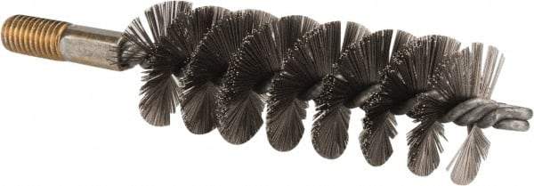Value Collection - 1-1/2" Diam Helical Stainless Steel Tube Brush - 0.012" Filament Diam, 4-1/4" Brush Length, 7-1/2" OAL, 1/2-12 Male Shank - Benchmark Tooling
