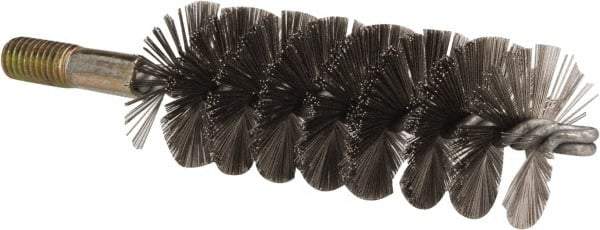 Value Collection - 1-3/4" Diam Helical Stainless Steel Tube Brush - 0.012" Filament Diam, 4-1/4" Brush Length, 7-1/2" OAL, 1/2-12 Male Shank - Benchmark Tooling
