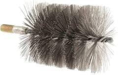 Value Collection - 3-1/2" Diam Helical Stainless Steel Tube Brush - 0.016" Filament Diam, 4-1/4" Brush Length, 7-1/2" OAL, 1/2-12 Male Shank - Benchmark Tooling