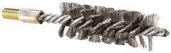 Value Collection - 1-1/2" Diam Helical Steel Tube Brush - Single Spiral, 0.012" Filament Diam, 4" Brush Length, 7" OAL, 1/2-12 Male Shank - Benchmark Tooling