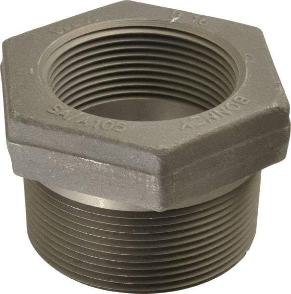 Made in USA - Size 3 x 2-1/2", Class 3,000, Forged Carbon Steel Black Pipe Hex Bushing - 3,000 psi, Threaded End Connection - Benchmark Tooling