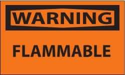 NMC - Warning - Flammable, Pressure Sensitive Vinyl Fire Sign - 5" Wide x 3" High - Benchmark Tooling