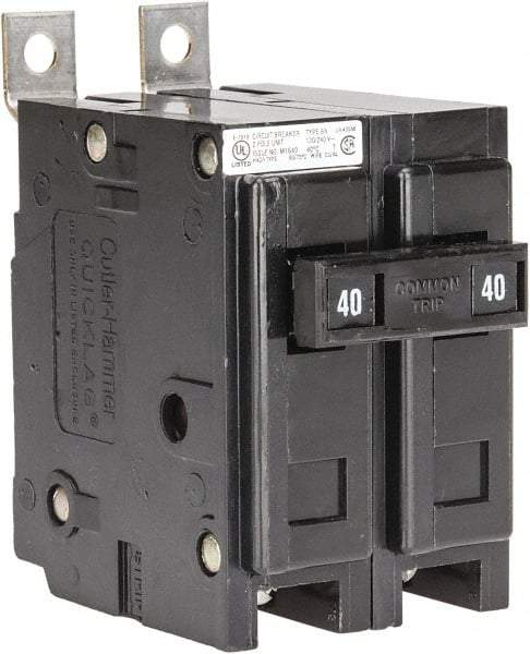 Eaton Cutler-Hammer - 40 Amp, 120/240 VAC, 24 VDC, 48 VDC, 80 VDC, 2 Pole, Bolt On Miniature Circuit Breaker - Thermal Magnetic Trip, 14-4 AWG, 2-3/8 Inch Deep x 2-15/16 Inch High x 2 Inch Wide - Benchmark Tooling