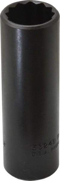 Proto - 3/4", 1/2" Drive, Deep Hand Socket - 12 Points, 3-1/4" OAL, Alloy Steel, Black Finish - Benchmark Tooling