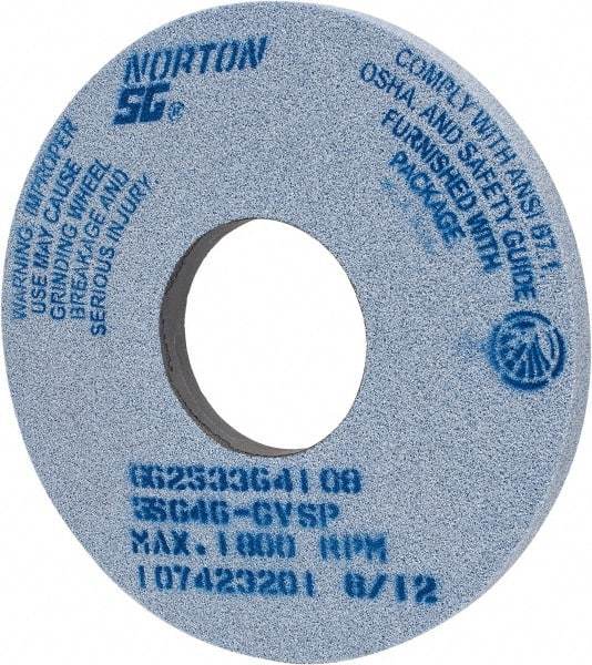 Norton - 14" Diam x 5" Hole x 1" Thick, G Hardness, 46 Grit Surface Grinding Wheel - Ceramic, Type 1, Coarse Grade, 1,800 Max RPM, Vitrified Bond, No Recess - Benchmark Tooling
