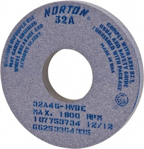 Norton - 14" Diam x 5" Hole x 1" Thick, I Hardness, 46 Grit Surface Grinding Wheel - Ceramic, Type 1, Coarse Grade, 1,800 Max RPM, Vitrified Bond, No Recess - Benchmark Tooling