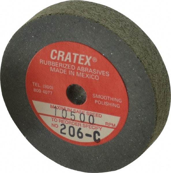 Cratex - 2" Diam x 1/4" Hole x 3/8" Thick, Surface Grinding Wheel - Silicon Carbide, Coarse Grade, 10,500 Max RPM, Rubber Bond, No Recess - Benchmark Tooling