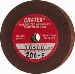 Cratex - 2" Diam x 1/4" Hole x 3/8" Thick, Surface Grinding Wheel - Silicon Carbide, Fine Grade, 10,500 Max RPM, Rubber Bond, No Recess - Benchmark Tooling