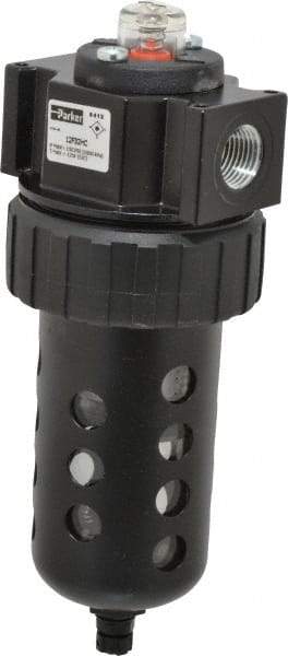 Parker - 1/2" Port, 135 CFM Coalescing Filter - Polycarbonate Bowl, Manual Drain, Modular Connection, 150 Max psi - Benchmark Tooling