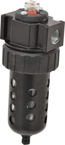 Parker - 1/2" Port, 120 CFM Coalescing Filter - Polycarbonate Bowl, Manual Drain, Modular Connection, 150 Max psi - Benchmark Tooling