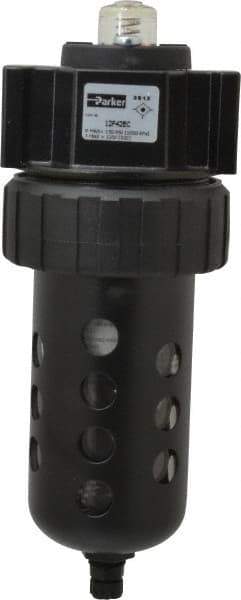 Parker - 3/4" Port, 120 CFM Coalescing Filter - Polycarbonate Bowl, Manual Drain, Modular Connection, 150 Max psi - Benchmark Tooling