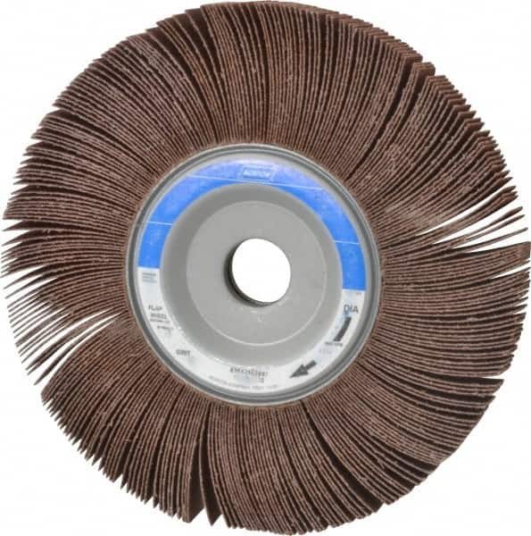 Norton - 8" Diam, 60 Grit Aluminum Oxide Unmounted Flap Wheel - 1" Hole, 1" Wide, Coated, Medium Grade, 4,700 Max RPM - Benchmark Tooling
