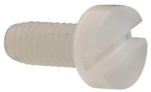 Made in USA - M2.5x0.45 Metric Coarse, 6mm Length Under Head Slotted Drive Machine Screw - Cheese Head, Grade 6/6 Nylon, Uncoated, Without Washer - Benchmark Tooling