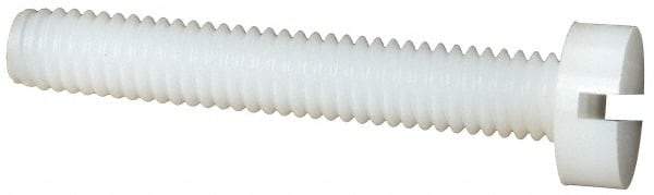 Made in USA - M4x0.70 Metric Coarse, 25mm Length Under Head Slotted Drive Machine Screw - Cheese Head, Grade 6/6 Nylon, Uncoated, Without Washer - Benchmark Tooling
