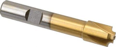 Interstate - 1/16" Radius, 7/16" Mill Diam, 4 Flute High Speed Steel Corner Rounding End Mill - Single End, TiN Finish, 2-1/2" OAL, 3/8" Shank Diam - Benchmark Tooling