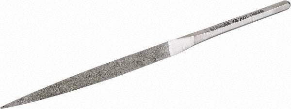 Strauss - 8-1/2" OAL Fine Three Square Needle Diamond File - 3/8" Wide x 3/8" Thick, 4-3/8 LOC, 91 Grit - Benchmark Tooling