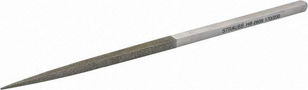 Strauss - 8-1/2" OAL Fine Square Needle Diamond File - 1/4" Wide x 1/4" Thick, 4-3/8 LOC, 91 Grit - Benchmark Tooling