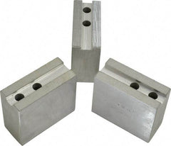 H & R Manufacturing - 11" Chuck Capacity, 1.5mm x 60° Serrated Attachment, Square Soft Lathe Chuck Jaw - 3 Jaws, Aluminum, 1.181" Btw Mount Hole Ctrs, 4" Long x 1-3/4" Wide x 3-1/2" High, 0.63" Groove, 12mm Fastener - Benchmark Tooling