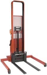Wesco Industrial Products - 2,000 Lb Capacity, 64" Lift Height, Battery Operated Lift - 1-1/2" Lowered Height, 24" Load Center, 42" Fork Length - Benchmark Tooling