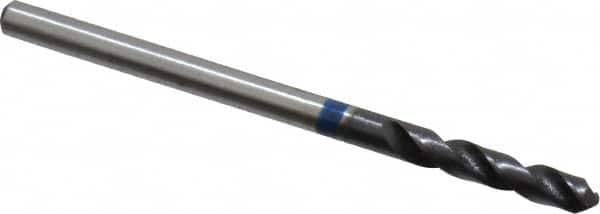Accupro - 7/64" 120° Spiral Flute Cobalt Screw Machine Drill Bit - TiAlN Finish, Right Hand Cut, 16mm Flute Length, 46mm OAL, Split Point, Straight Shank - Benchmark Tooling