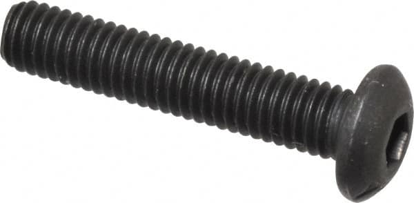 Value Collection - #10-32 UNF Hex Socket Drive, Button Screw - Alloy Steel, Black Oxide Finish, Fully Threaded, 1" Length Under Head - Benchmark Tooling