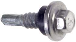 Buildex - #12-14, Hex Washer Head, Hex Drive, 1-1/2" Length Under Head, #2 Point, Self Drilling Screw - Stainless Steel Head, Steel Body - Benchmark Tooling