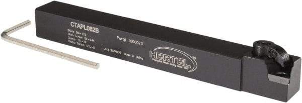 Hertel - CTAP, Left Hand Cut, 3° Lead Angle, 1/2" Shank Height x 1/2" Shank Width, Positive Rake Indexable Turning Toolholder - 4-1/2" OAL, TP..22 Insert Compatibility, Series Clamp Type - Benchmark Tooling