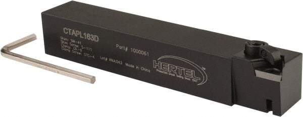 Hertel - CTAP, Left Hand Cut, 3° Lead Angle, 1" Shank Height x 1" Shank Width, Positive Rake Indexable Turning Toolholder - 6" OAL, TP..32 Insert Compatibility, Series Clamp Type - Benchmark Tooling