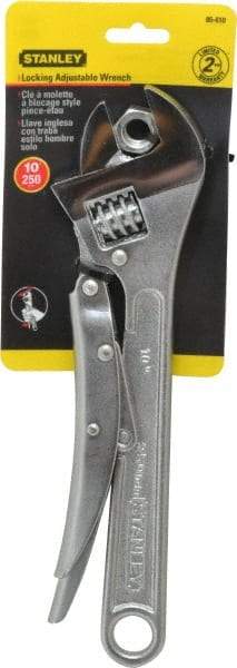 Stanley - 10" Locking Adjustable Wrench - Chrome Vanadium Steel, Chrome Finish - Benchmark Tooling