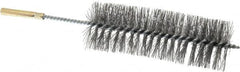 Value Collection - 1-1/2" Diam Helical Steel Tube Brush - 0.012" Filament Diam, 2-1/2" Brush Length, 4" OAL, 1/4" Diam Shank - Benchmark Tooling