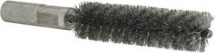 Value Collection - 5/8" Diam Helical Steel Tube Brush - Double Spiral, 0.012" Filament Diam, 2-23/64" Brush Length, 4" OAL, 5/16-18 Female Shank - Benchmark Tooling